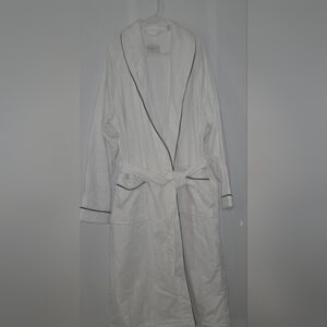Frette Women’s Men Luxury White Velour Shawl Collar Bathrobe with Piping XL NWT